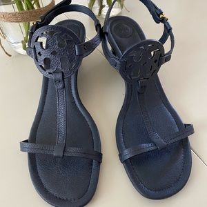 Tory Burch navy low wedge sandal